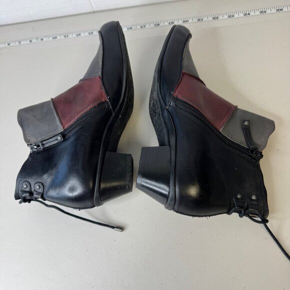 Aetrex Lagenlook Colorblock Leather Arch Support Comfort Ankle Boots Size 9M - Picture 8 of 13